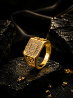 18K Gold CZ Square Anti-Tarnish Waterproof Ring