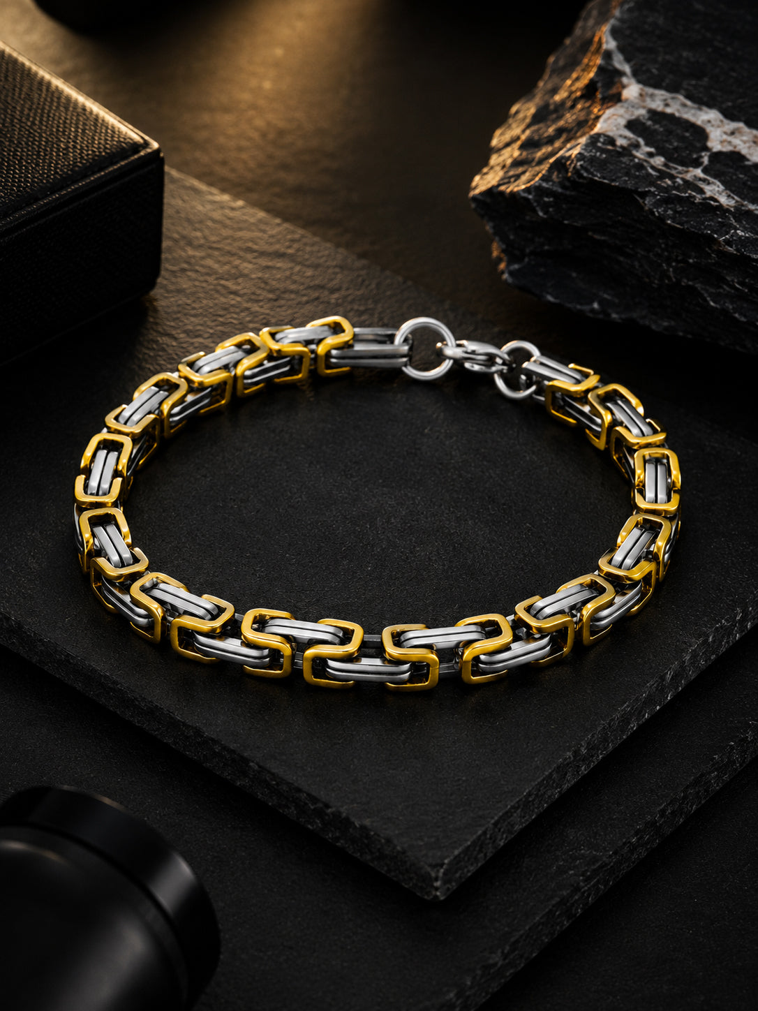 Aanura Dual-Tone Stainless Steel Bracelet For Men