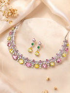 Aanura Yellow & Pink Gemstone Choker Necklace