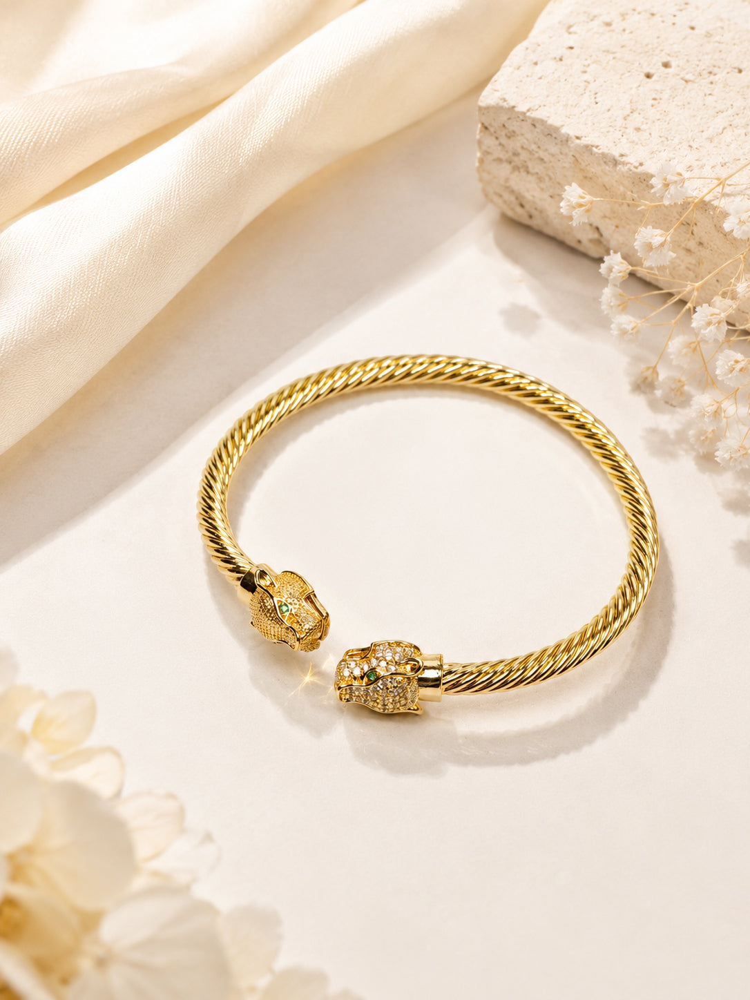 Aanura Twin Panther Rope C cuff Bracelet