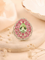 Rhodium Plated Iridescent Halo Anti-Tarnish Waterproof Ring