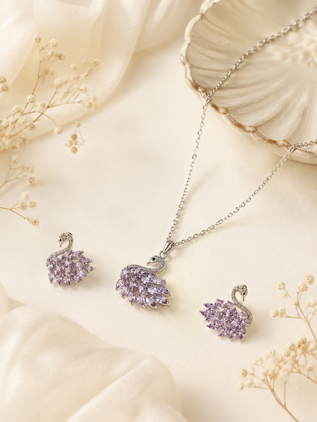 Aanura Leaf Cluster Necklace & Earrings Set