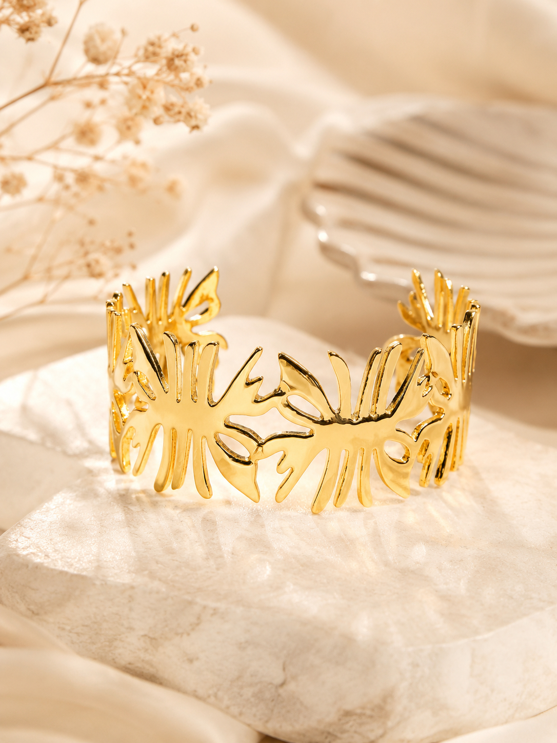 Aanura Tropical Gold Leaf Cut-Out Bracelet