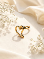 18K Gold Plated Open Heart Anti-Tarnish Waterproof Ring