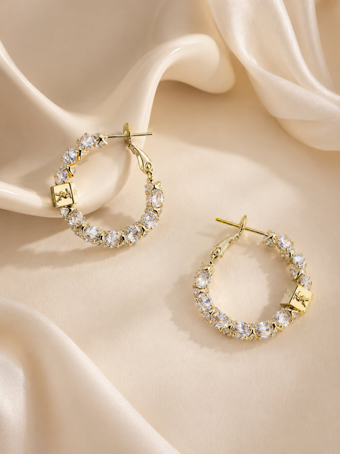 Aanura Crystal Hoop Earrings in Gold