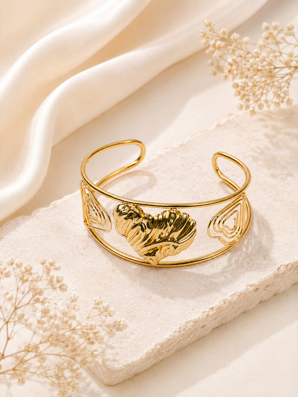 Aanura Sculpted Leaf Open Cuff Bracelet