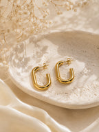 Aanura Gold Plated U-Shaped Hoop Earrings