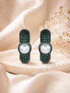 Aanura Purple Pavé Pearl Hoop Earrings