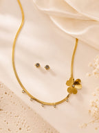 Aanura Golden Clover Necklace & Earrings Set