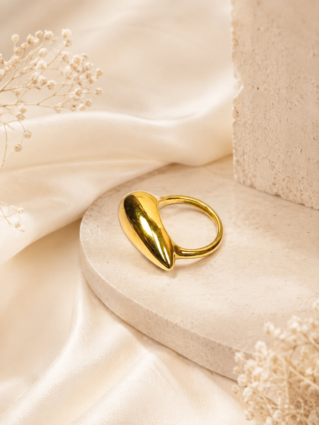 Gold & Rhodium Plated Minimal Teardrop Waterproof Ring