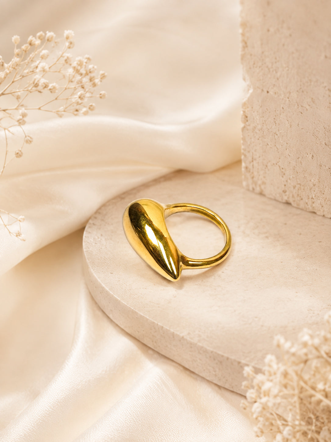 Gold & Rhodium Plated Minimal Teardrop Waterproof Ring