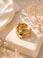 Rhodium-Plated Matte & Adjustable Silver Ring – Anti-Tarnish, Waterproof