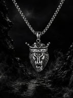 Silver Rhodium-Plated Crowned Lion Anti-Tarnish Waterproof Stainless Steel Chain