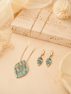 Aanura Striped Leaf Necklace & Earrings Set