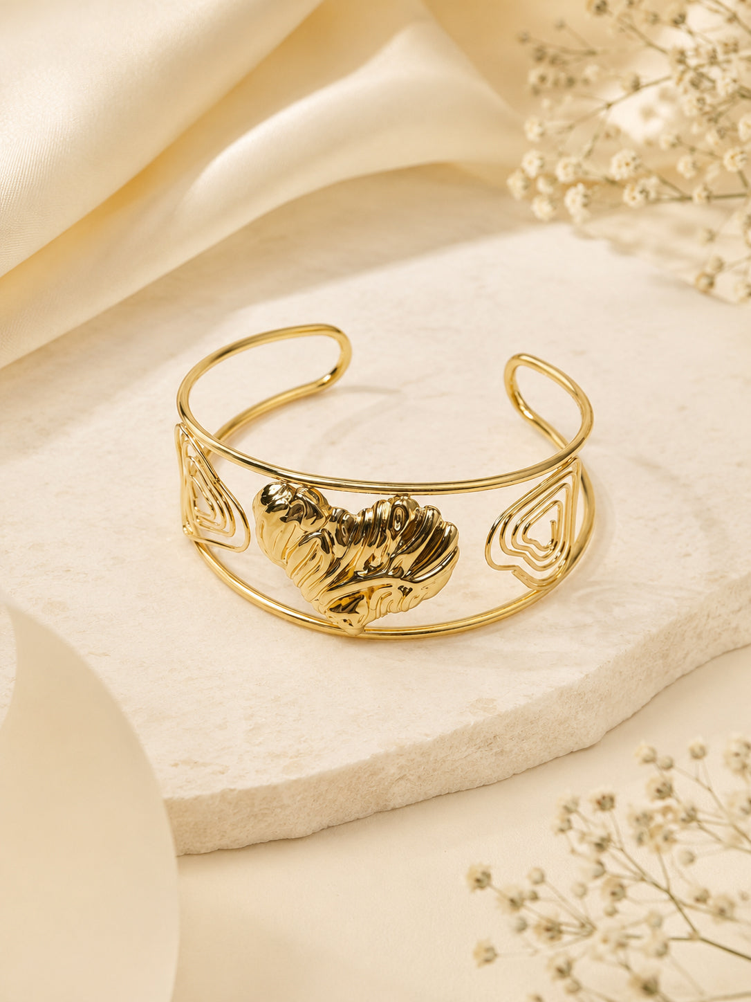 Aanura Sculpted Leaf Open Cuff Bracelet