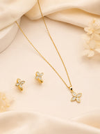 Aanura Diamond Flower Necklace & Earrings Set