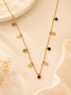 Multi-Colour Crystal Charm Necklace in 18K Gold Plating