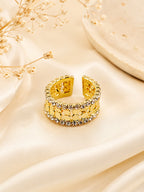 18K Gold Plated Crystal Edge Open Band Ring