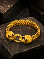 18K Gold-Plated Skull Chain Anti-Tarnish Waterproof Stainless Steel Bracelet for men