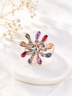 18K Gold Plated Floral Crystal Anti-Tarnish Waterproof Ring