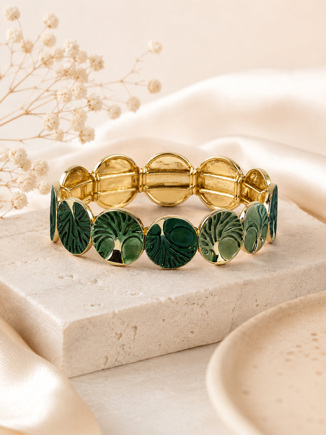Aanura Verdant Forest Gold Enamel Bracelet