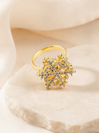 18K Gold Plated Floral Sparkle Statement Ring