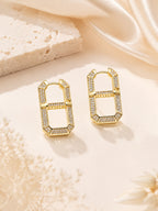 Aanura Geometric Gold Crystal Hoop Earrings