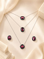 Aanura Layered Red Pendant Necklace Set
