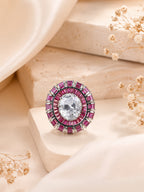 Rhodium Plated Emerald Band Anti-Tarnish Waterproof Ring