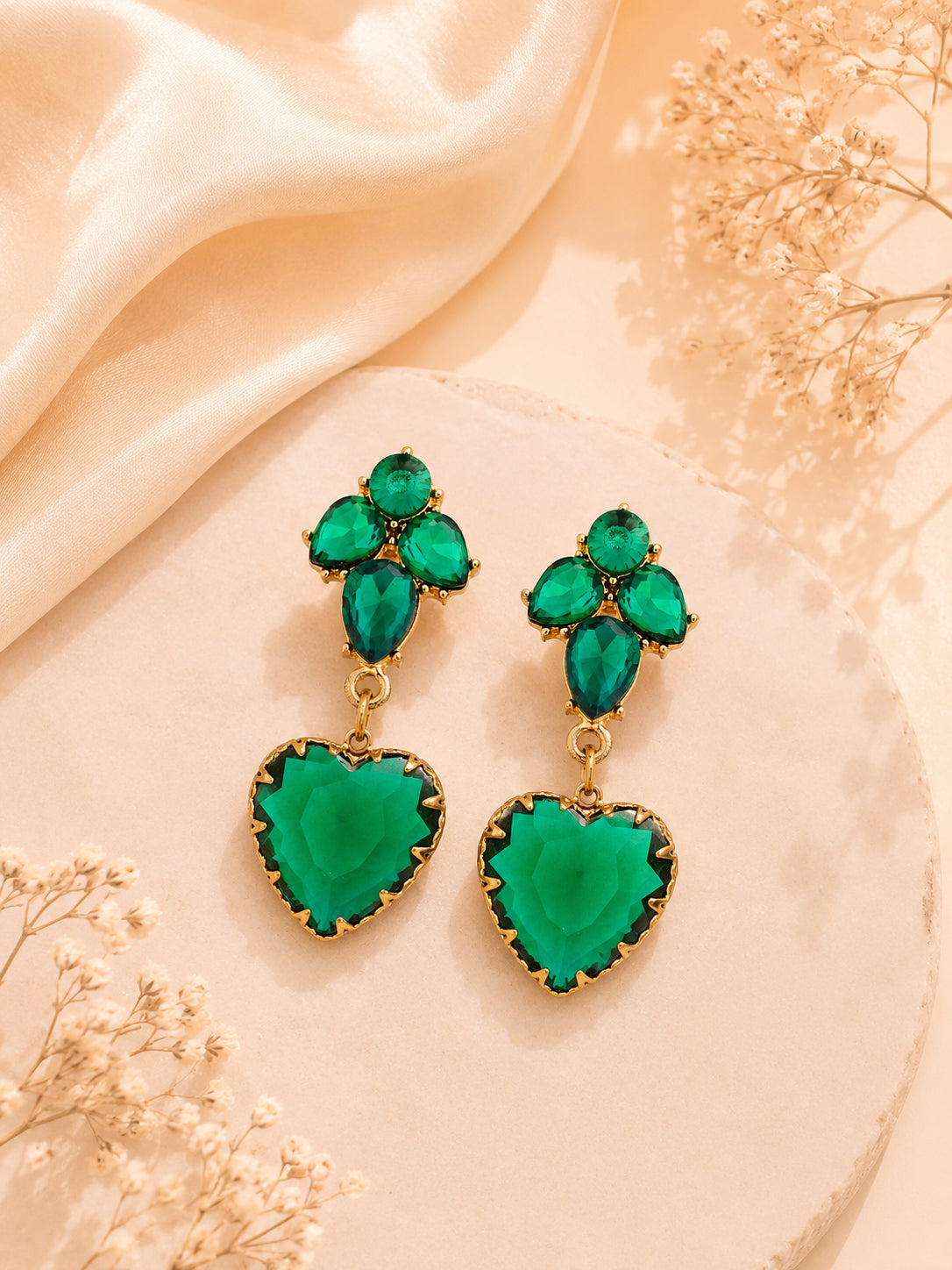 Aanura Black Heart Gemstone Drop Earrings