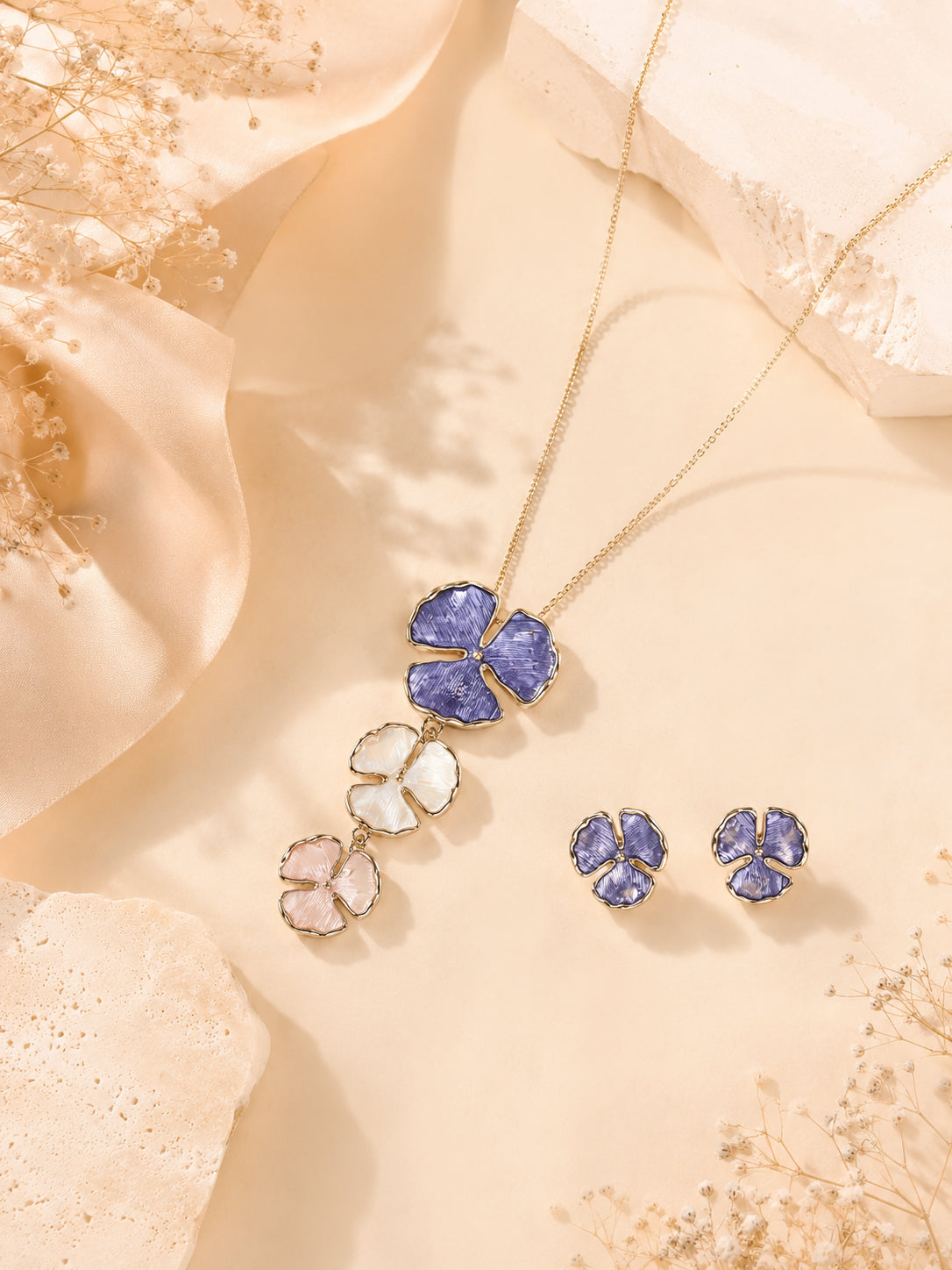 Aanura Cascading Floral Necklace & Earrings Set