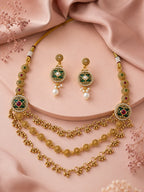 Aanura Gold-Plated Layered Necklace & Earrings Set