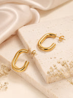 Aanura Gold Plated U-Shaped Hoop Earrings