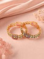 Aanura Gold Plated Regal Stone Bangle Bracelet