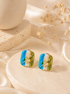 Aanura Enamel Rose Garden Stud Earrings
