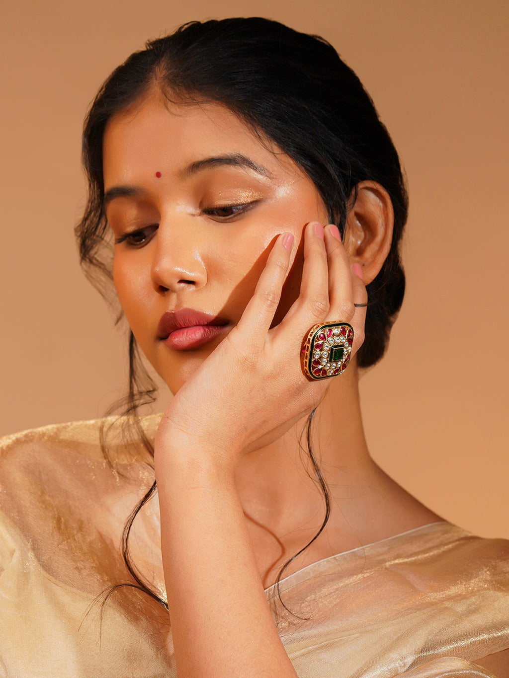 Aanura Ornate Square Adjustable Statement Ring