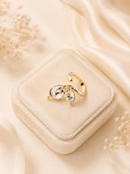 18K Gold Plated Anti- Tarnish Crystal Leaf Open Ring