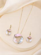 Aanura Tri-Color Swirl Round Necklace & Earrings