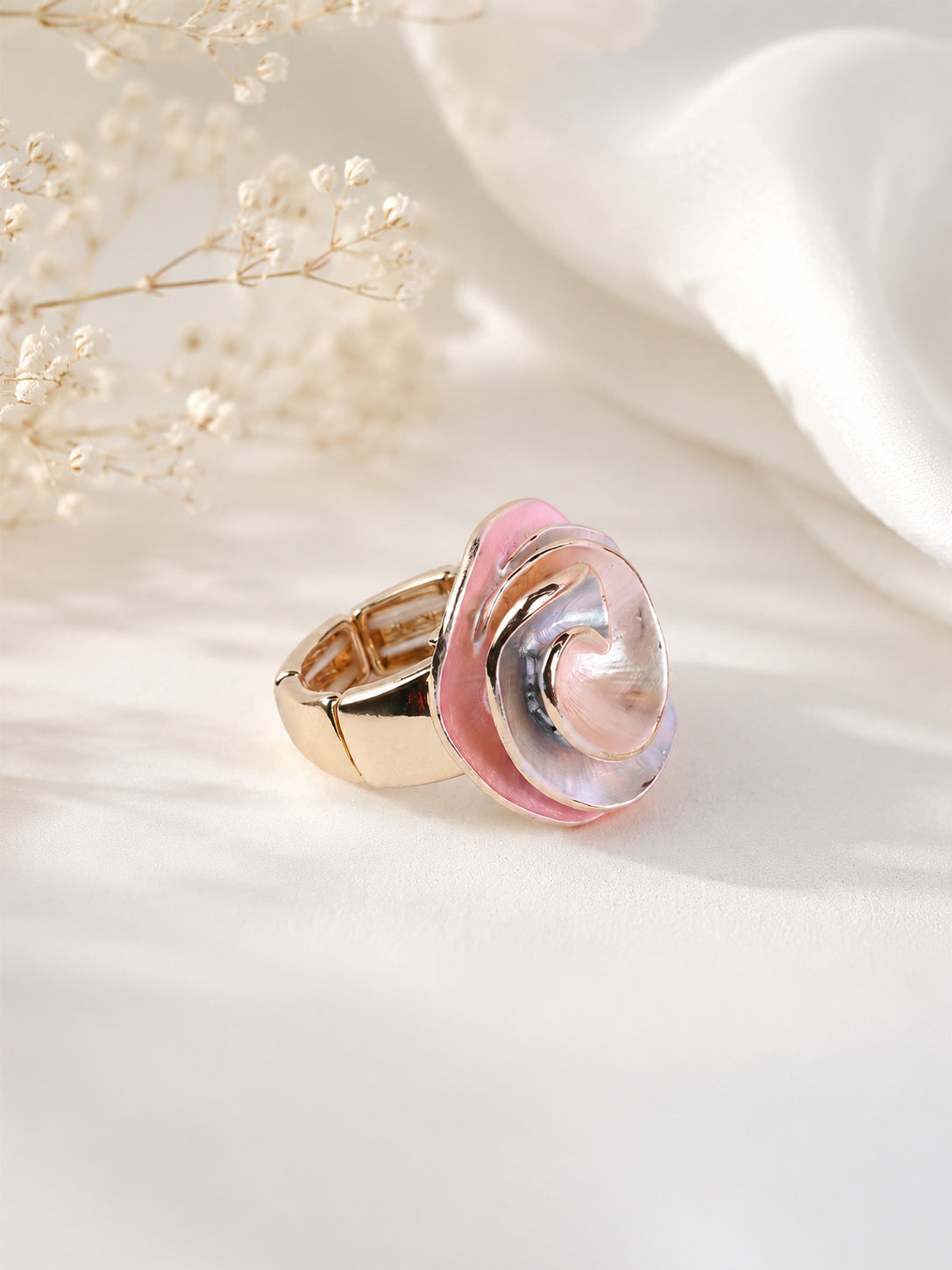18K Gold Plated Pearl Swirl Anti-Tarnish Waterproof Ring