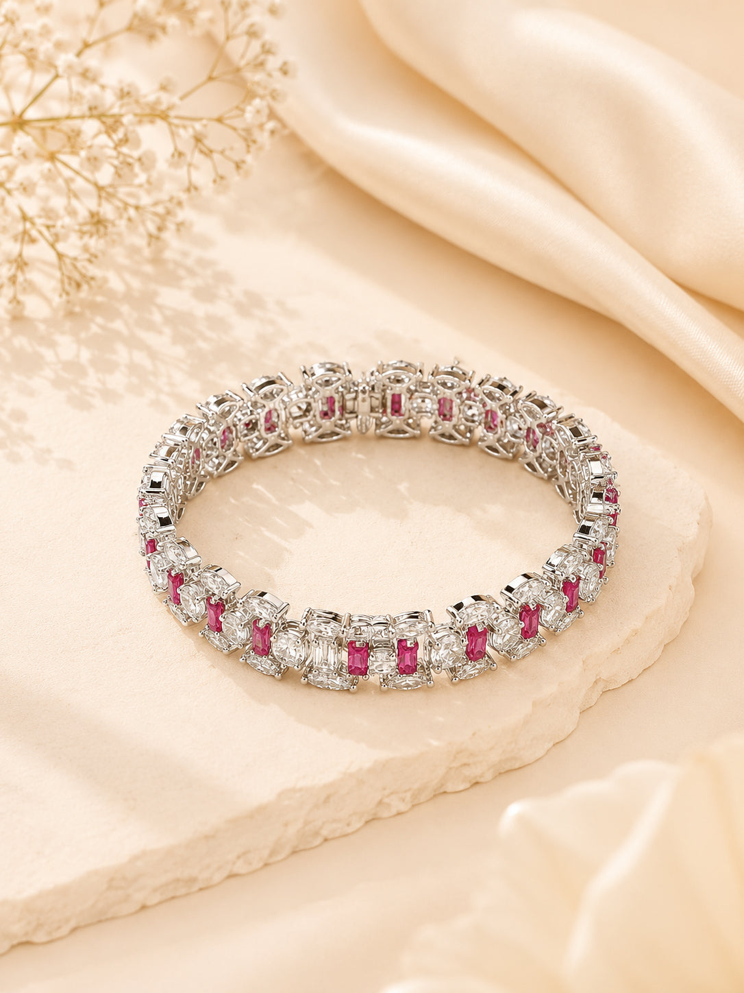 Aanura Radiant Diamond Silver Bracelet