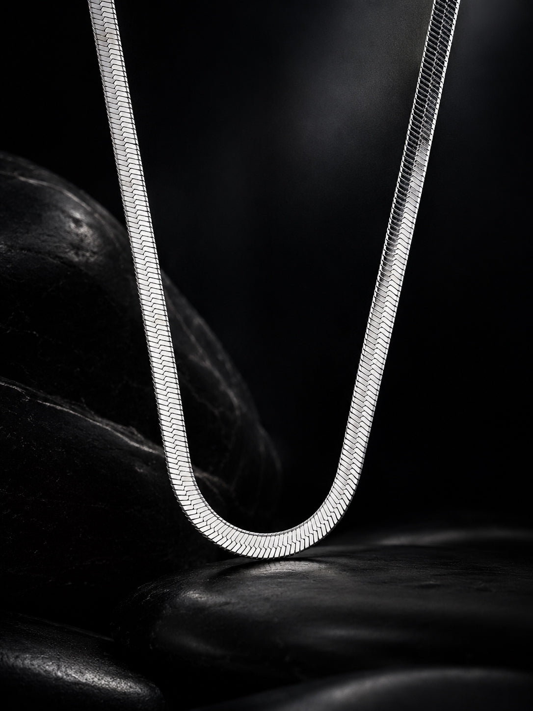 Rhodium Plated Silver Herringbone Chain for Men
