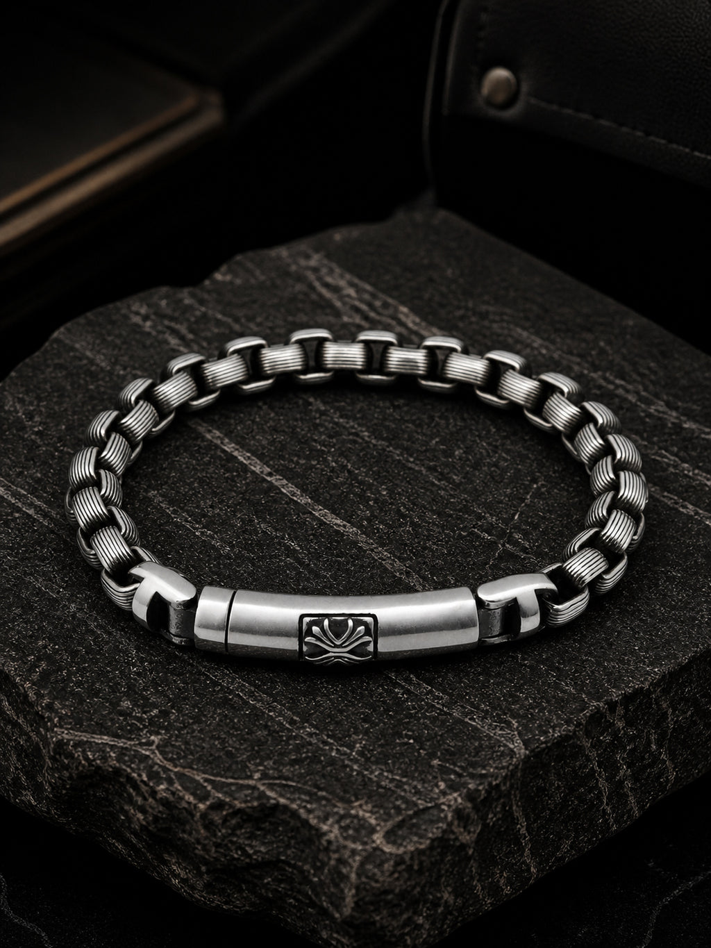 Aanura Stainless Steel Chain Bracelet For Men's