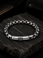Rhodium-Plated Link Waterproof Anti-Tarnish Stainless Steel Bracelet for Men