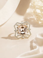 18K Gold Plated Pink Geometric Anti-Tarnish Waterproof Ring