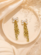 Aanura Crystal Blossom Leaf Drop Earrings
