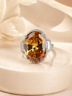 Rhodium Plated Vintage Yellow Gem Anti-Tarnish Waterproof Ring