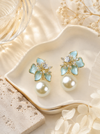 Aanura Floral Pearl Drop Earrings