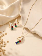 Aanura Multi-Color Ribbon Necklace & Earrings Set