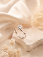Rhodium Plated Anti-Tarnish Solitaire Crystal Ring
