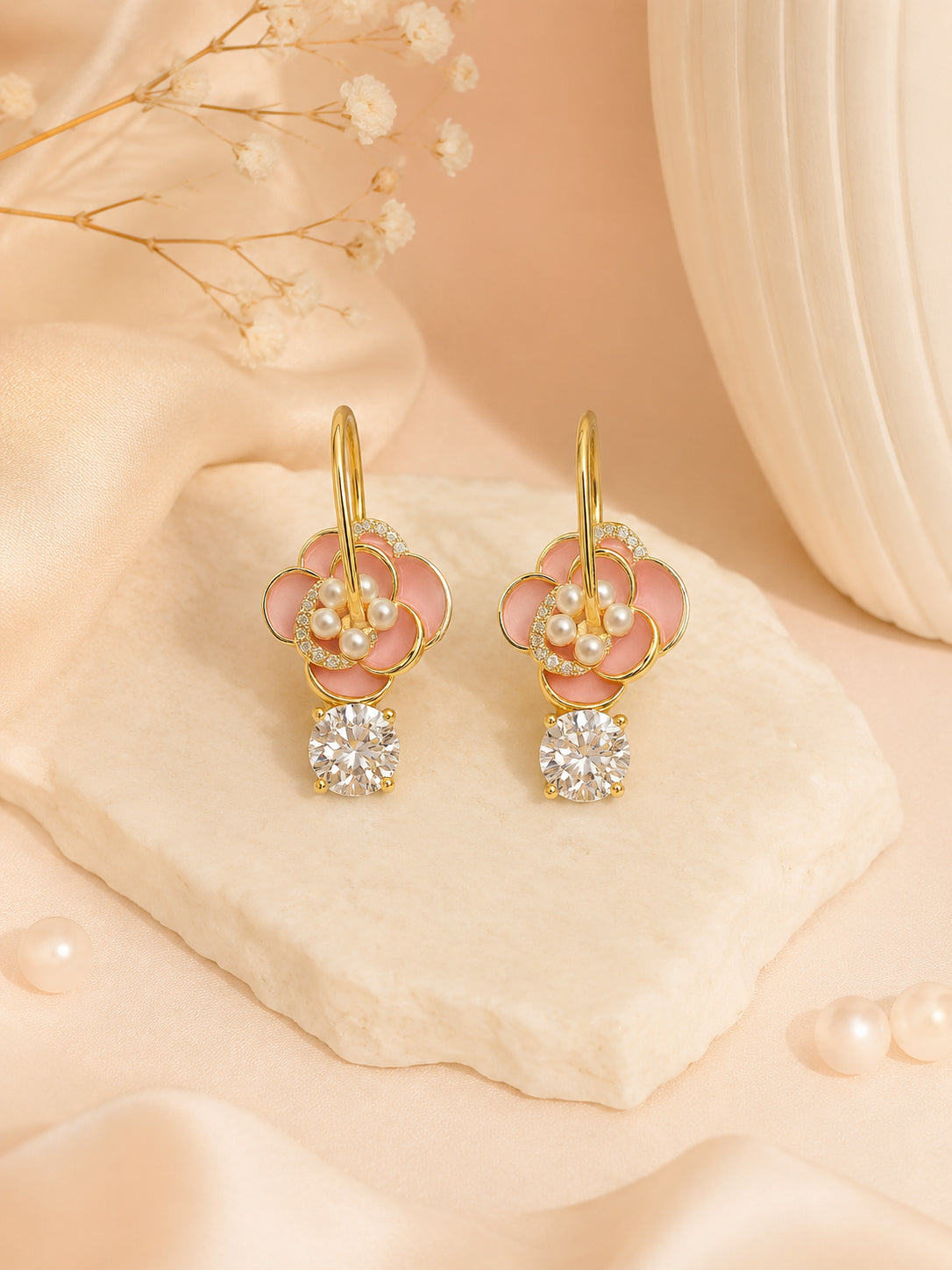 Aanura Aqua Blossom Pearl Earrings